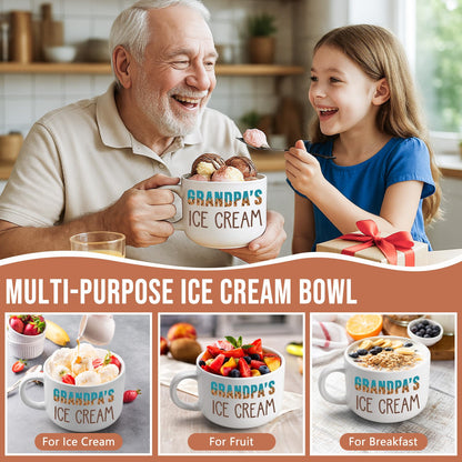 Grandpa Gifts for Fathers Day - Ideal Father's Day Birthday Gifts for Grandpa Grandfather from Granddaughter Grandkids, Grandpa's Ice Cream Bowl with Shovel Set Present Father's Day Xmas