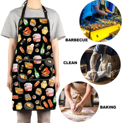 G2TUP Korean Kitchen Apron Korean Food Gifts Korean Ramen Apron Kimchi Lover Gifts Korea Seoul Apron