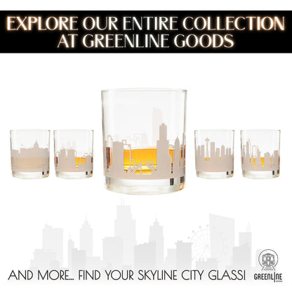Greenline Goods Skyline Etched Chicago Whiskey Glasses Gift (Set of 2) | Old Fashioned Tumbler – For Chicago Lovers - Windy City Accessories and Souvenirs - Illinois Glassware Decor