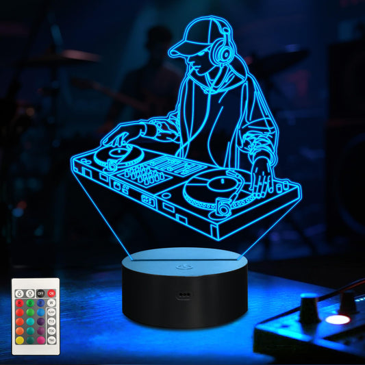 CoolGift Mart DJ Night Light, 3D LED Optical Illusion Lamp with 16 Colors and Remote Controller, Gifts for DJ Music Lovers
