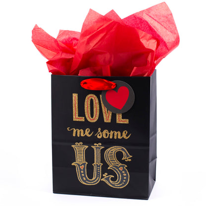 Hallmark Mahogany 9" Medium Gift Bag with Tissue Paper (Love Me Some Us) for Anniversary, Valentines Day and More