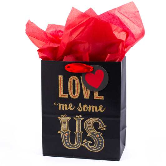 Hallmark Mahogany 9" Medium Gift Bag with Tissue Paper (Love Me Some Us) for Anniversary, Valentines Day and More