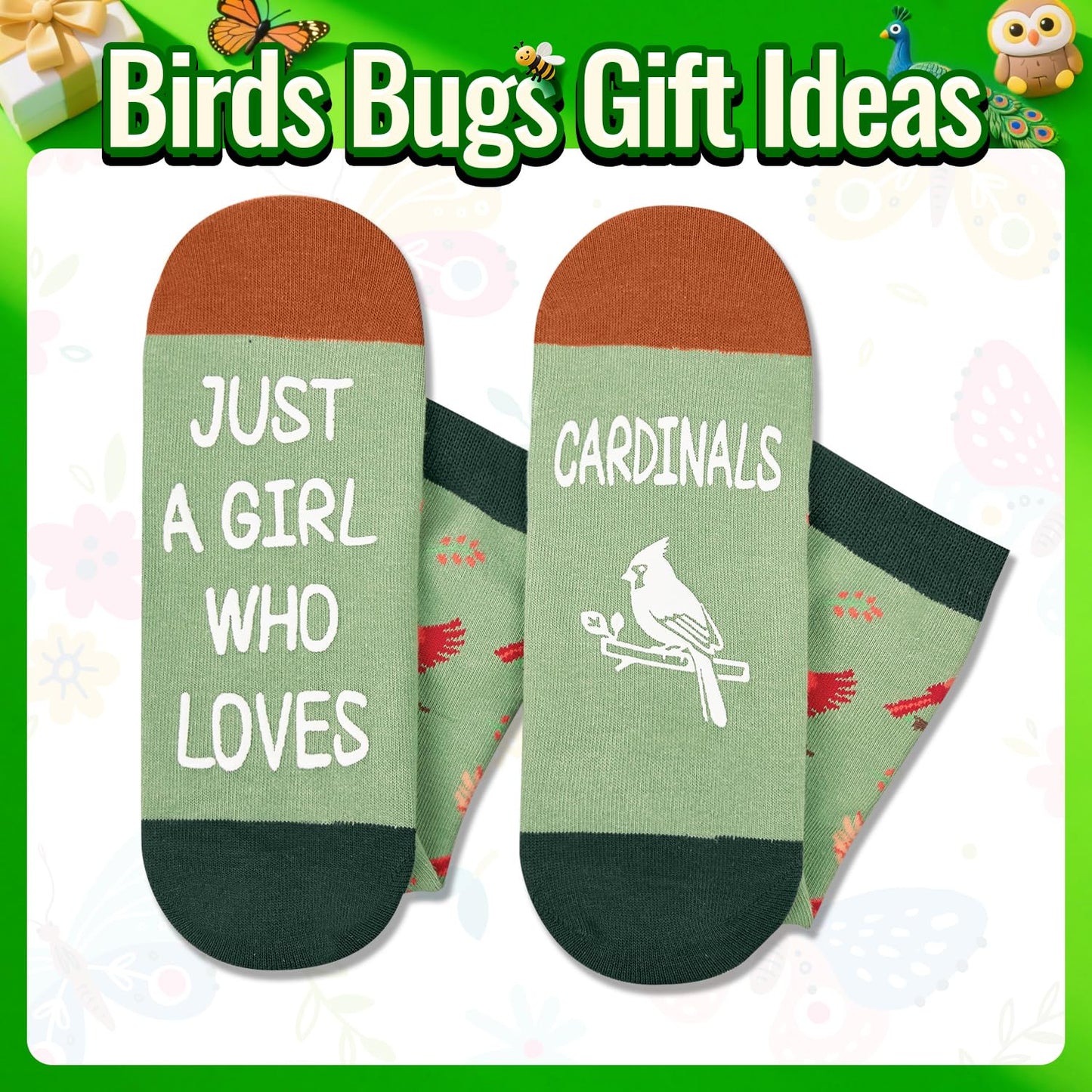 HAPPYPOP Gifts for Bird Lovers - Hummingbird Pigeon Peacock Owl Cardinal Butterfly Socks