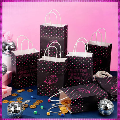 Kolldenn 25 Pcs Bunco Gift Bags Bulk Bunco Party Supplies Dice Party Favor Bags with Handles Game Player Gifts for Galentine's Day Women Girls Weekend Bingo Lovers Casino Night Disco Birthday