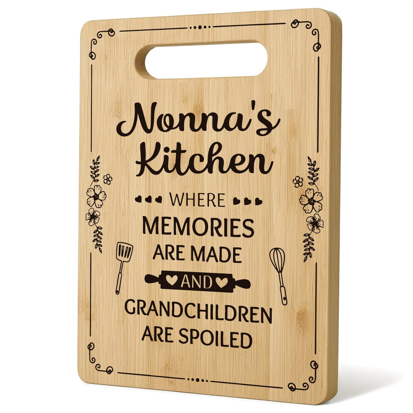 Nonna Gifts Cutting Board Chopping Board, Nonna Gifts from Grandkids, Gifts for Nonna Grandma, Grandma Kitchen Gifts, Grandma Birthday Gifts, Nonna's Kitchen Decorative Bamboo Cutting Board