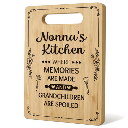 Nonna Gifts Cutting Board Chopping Board, Nonna Gifts from Grandkids, Gifts for Nonna Grandma, Grandma Kitchen Gifts, Grandma Birthday Gifts, Nonna's Kitchen Decorative Bamboo Cutting Board