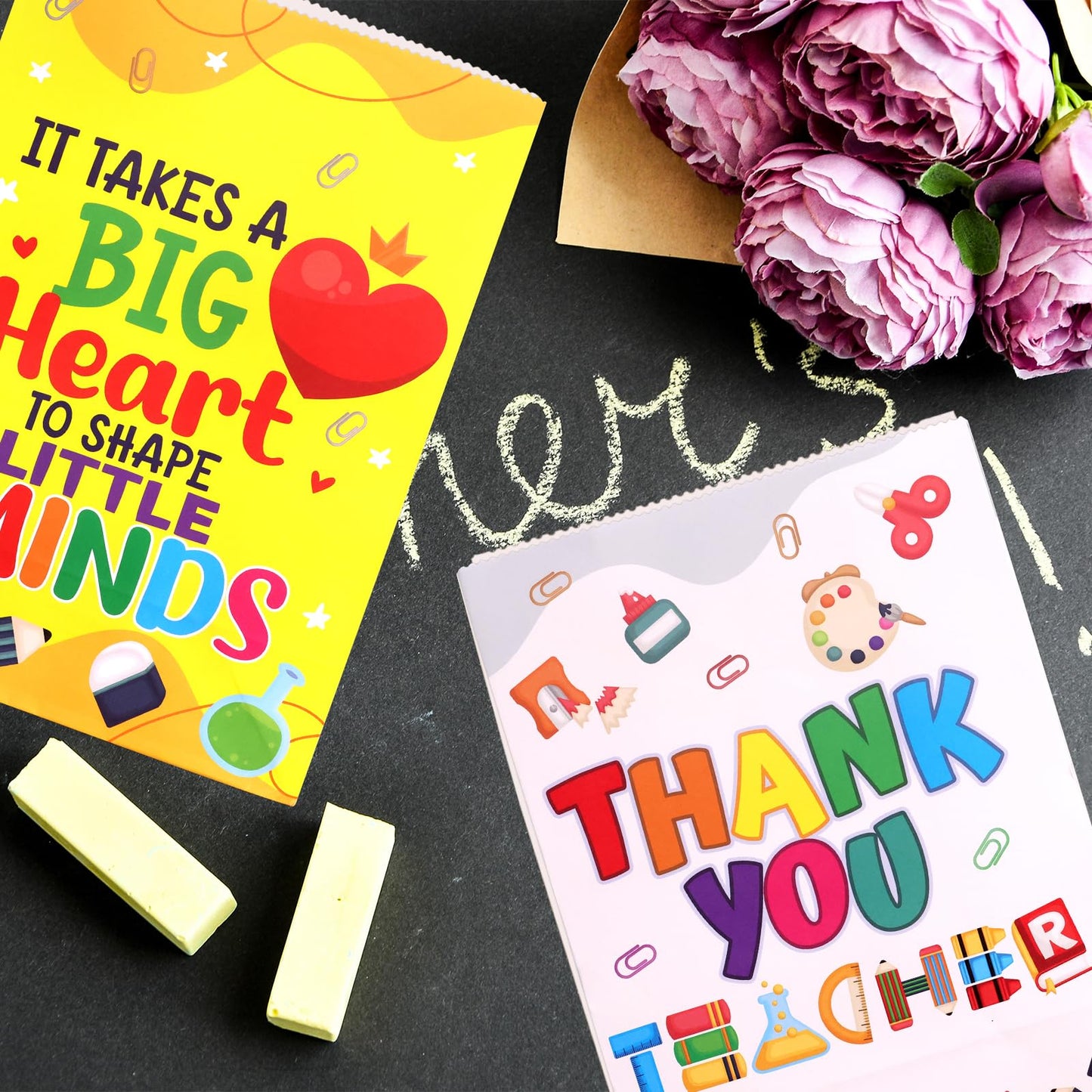 Fancy Land Teacher Appreciation Gift Bags 18 Pcs Thank You Teachers Goody Bags Party Favor Paper Bright Colorful