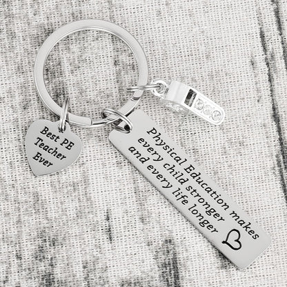 Ahaeth PE Teacher Gifts Keychain for Men and Women - Physical Education Professor Retirement Jewelry from Student - Gym Keychain