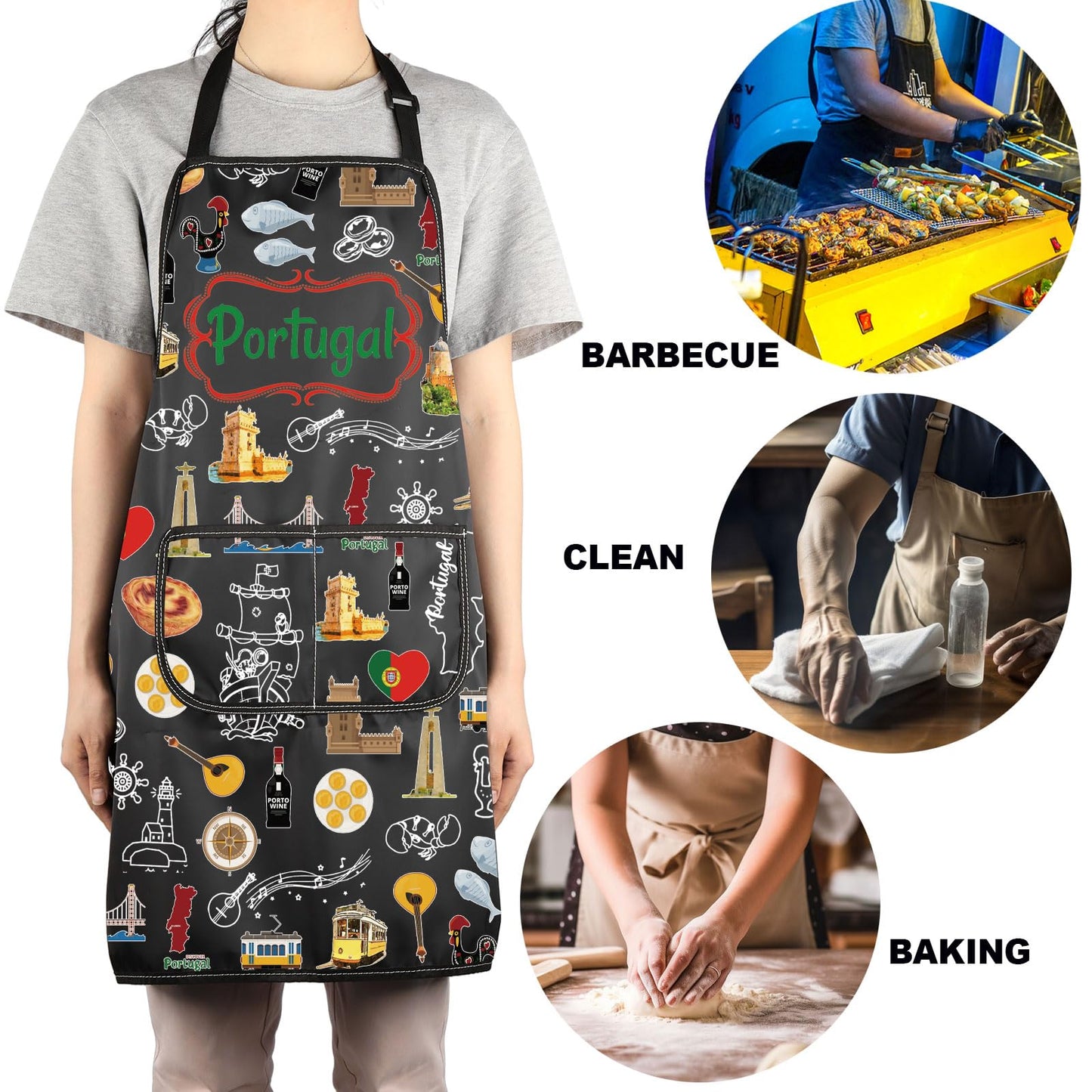 G2TUP Portugals Apron With Pockets Portugals Kitchen Gifts Portugal Cooking Apron Portuguese Gifts