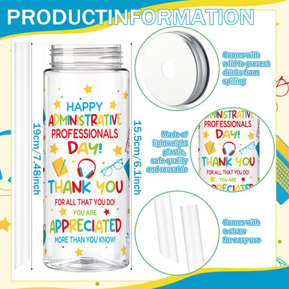 Vesici 24 Pcs Administrative Professionals Day Gift 14.2oz Admin Assistant Appreciation Gifts Cups with Lid and Straw Secretary Thank You Party Favors Tumbler for Women Office Secretary Employee