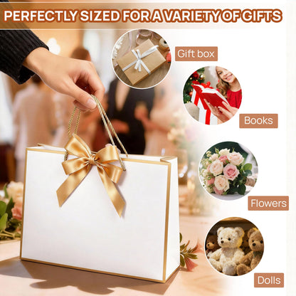 JOYIT 6 Pack Extra Large White Gift Bags - 17x5.5x12.6 Inch Gift Bags with Handles and Ribbon, XL Gifts Wrap Bags for Presents, Wedding, Birthday, Bridal Shower, Valentines Day, Baby Shower, Party