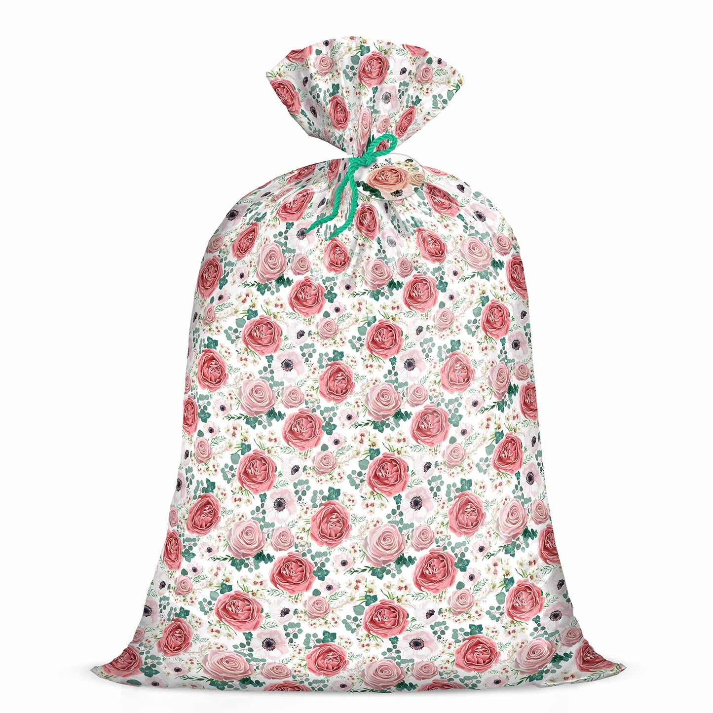 WRAPAHOLIC 56" Large Plastic Gift Bag - Pink Floral Jumbo Bike Bag Gift Wrap for Birthdays, Mother's Day, Wedding, Baby Shower, Parties, or Any Occasion - 56" H x 36" W