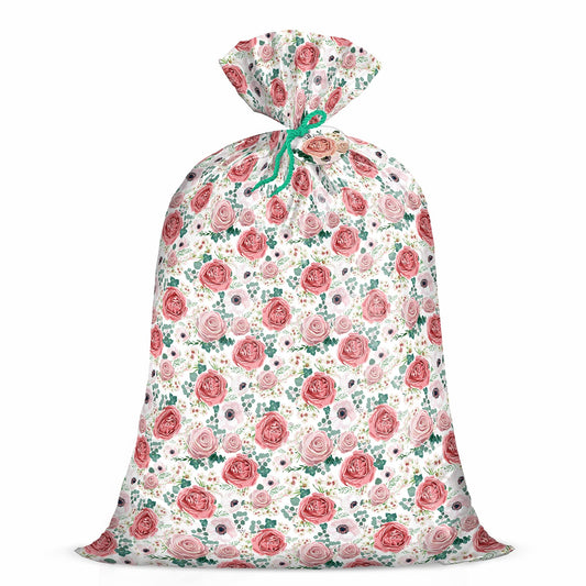 WRAPAHOLIC 56" Large Plastic Gift Bag - Pink Floral Jumbo Bike Bag Gift Wrap for Birthdays, Mother's Day, Wedding, Baby Shower, Parties, or Any Occasion - 56" H x 36" W