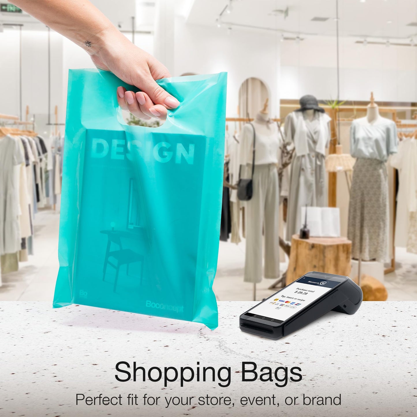 Choice Marts 100 Teal Bags for Small Business 9"x12" Perfect For Merchandise And Retail Extra Thick 1.5Mil Glossy Thank You Bags With Handles