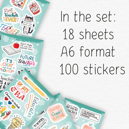 100Pcs Funny Teacher Stickers for Laptop, Water Bottles and Planner - Funny Teacher Gifts Appreciation - Gift for Women & Men
