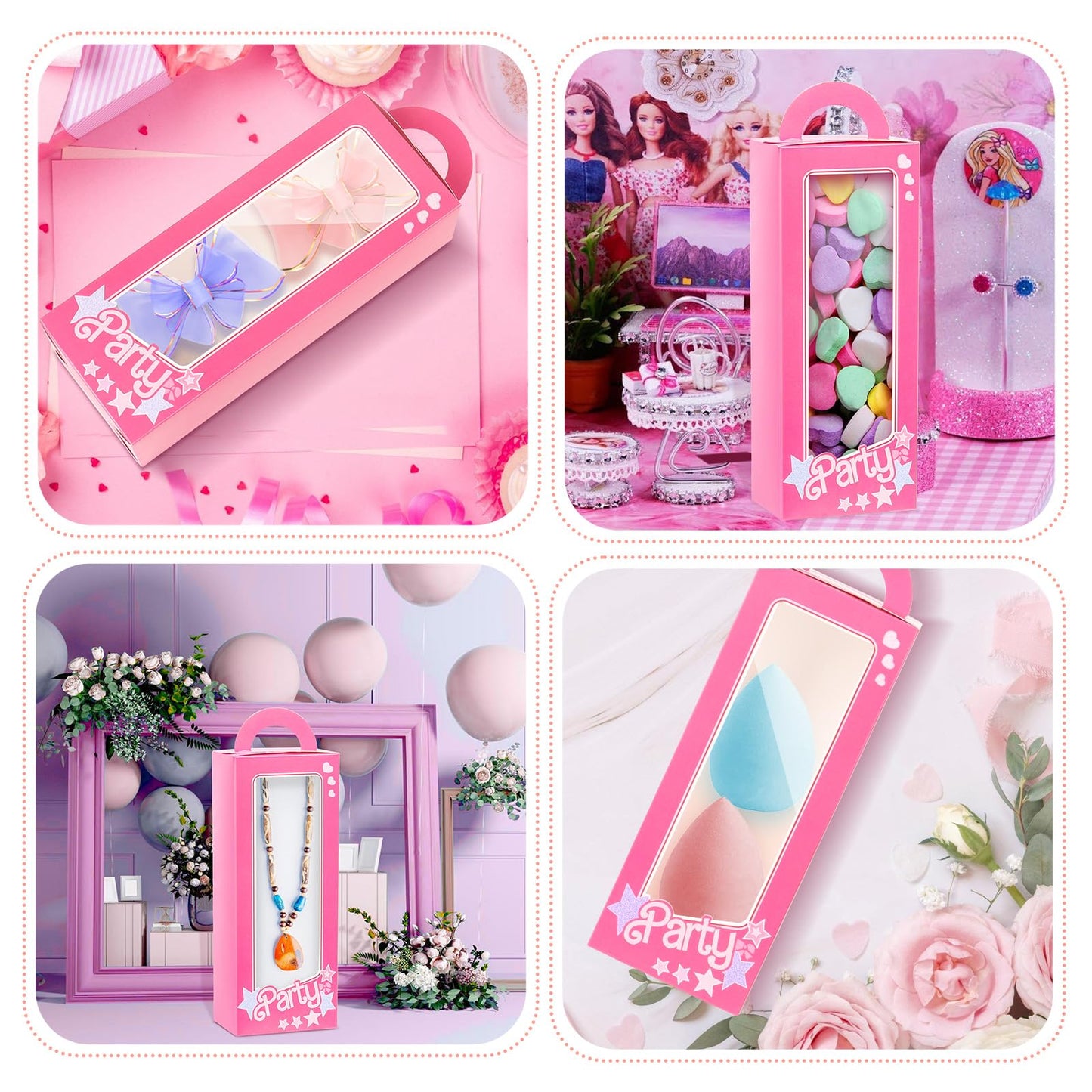 LSKZJR 18 Pack Party Boxes Pink Candy Boxes Gift Bags Party Favor Bags Goodie Bags Treat Bags Pink Doll Favor Box for Birthday