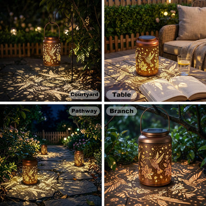 Birthday Day Gifts for Women, Garden Decor Hummingbird Solar Lanterns Outdoor Waterproof, Mothers Day Gifts for Mom Grandma, Hanging Solar Lights Outside Gardening Gifts