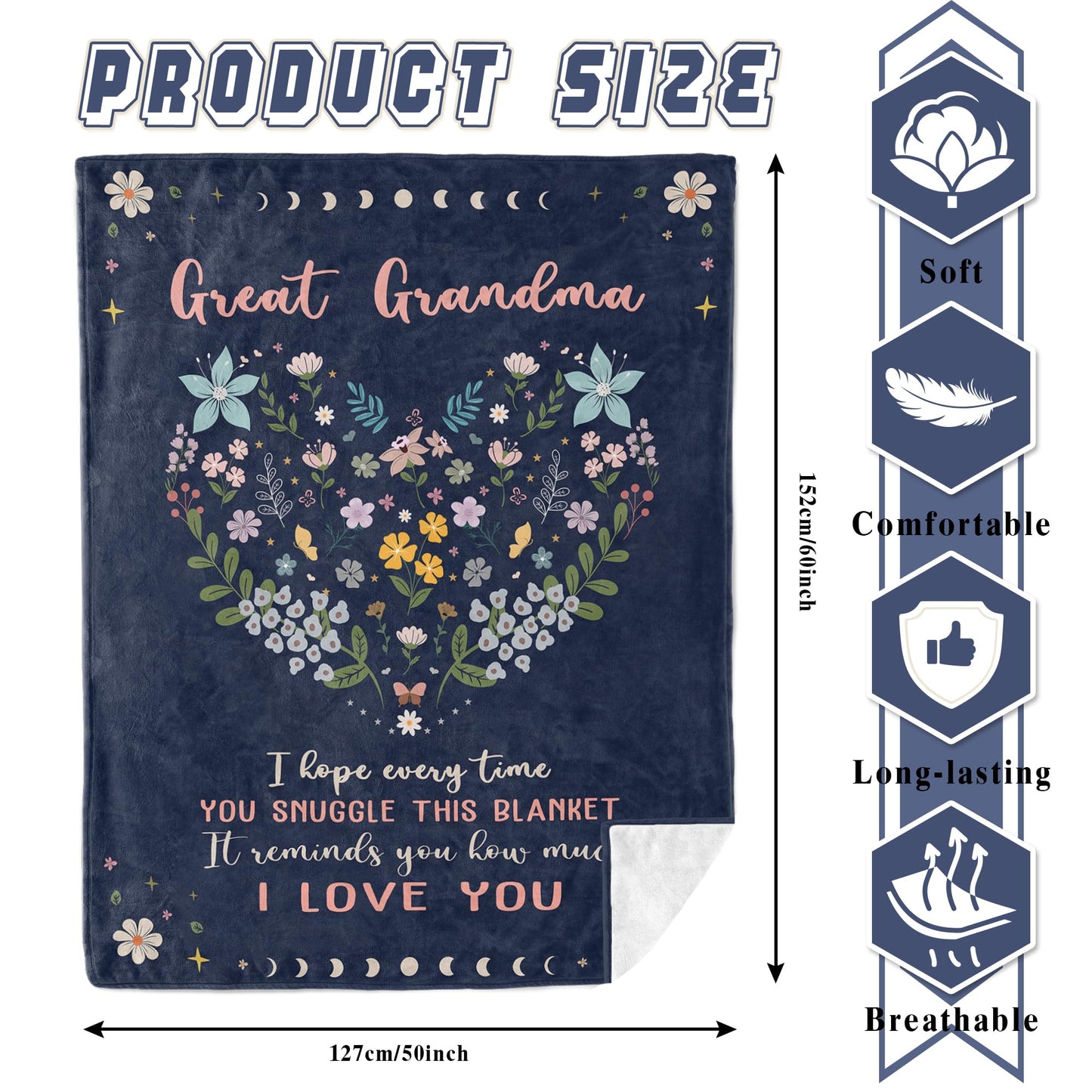 Julazy Great Grandma Gifts Blanket 50"X60", Gift Ideas for Great Grandma, Grandma Birthday Gift from Grandchildren, Great Grandmother Gifts, Present for Mothers Day/Christmas