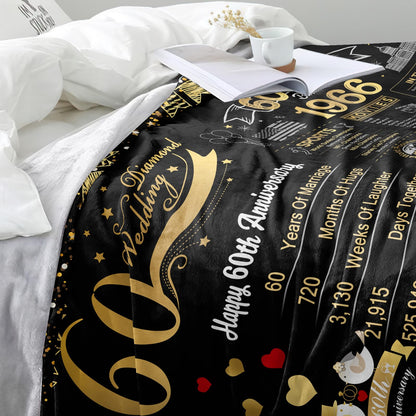 elseven 60th Anniversary Wedding Gift 60 Year Anniversary for Couples Wife Husband Best Anniversary Blanket Present Throw Blanket 50 x 60 Inch