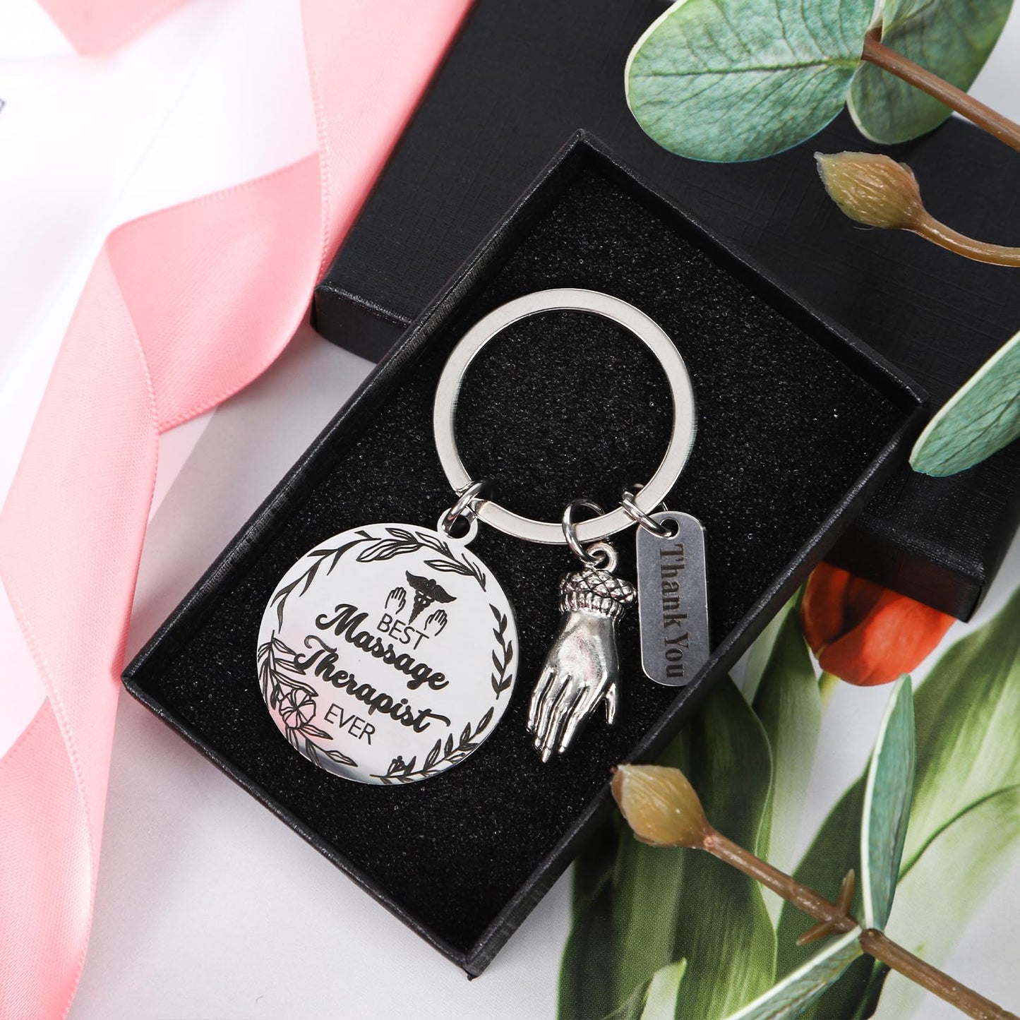 Thrist Birthday Massage Therapist Gifts Keychain Best Massage Therapist Ever Healing Key Chain Gifts for Nurses Nursing Mothers Day Gift Work Accessories Essentials