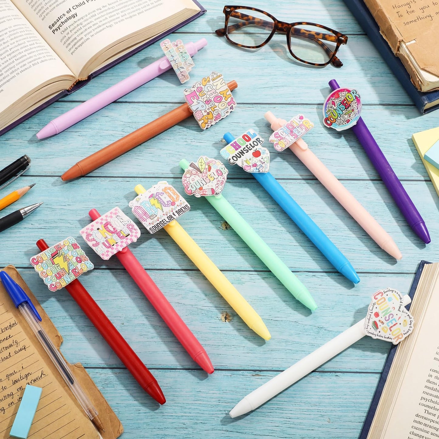 Geyoga 10 Pcs School Counseling Week Pens Teacher Appreciate Gifts School Counseling Appreciation Gift Ballpoint Pens Bulk for Teacher Gifts Favor Party Supplies