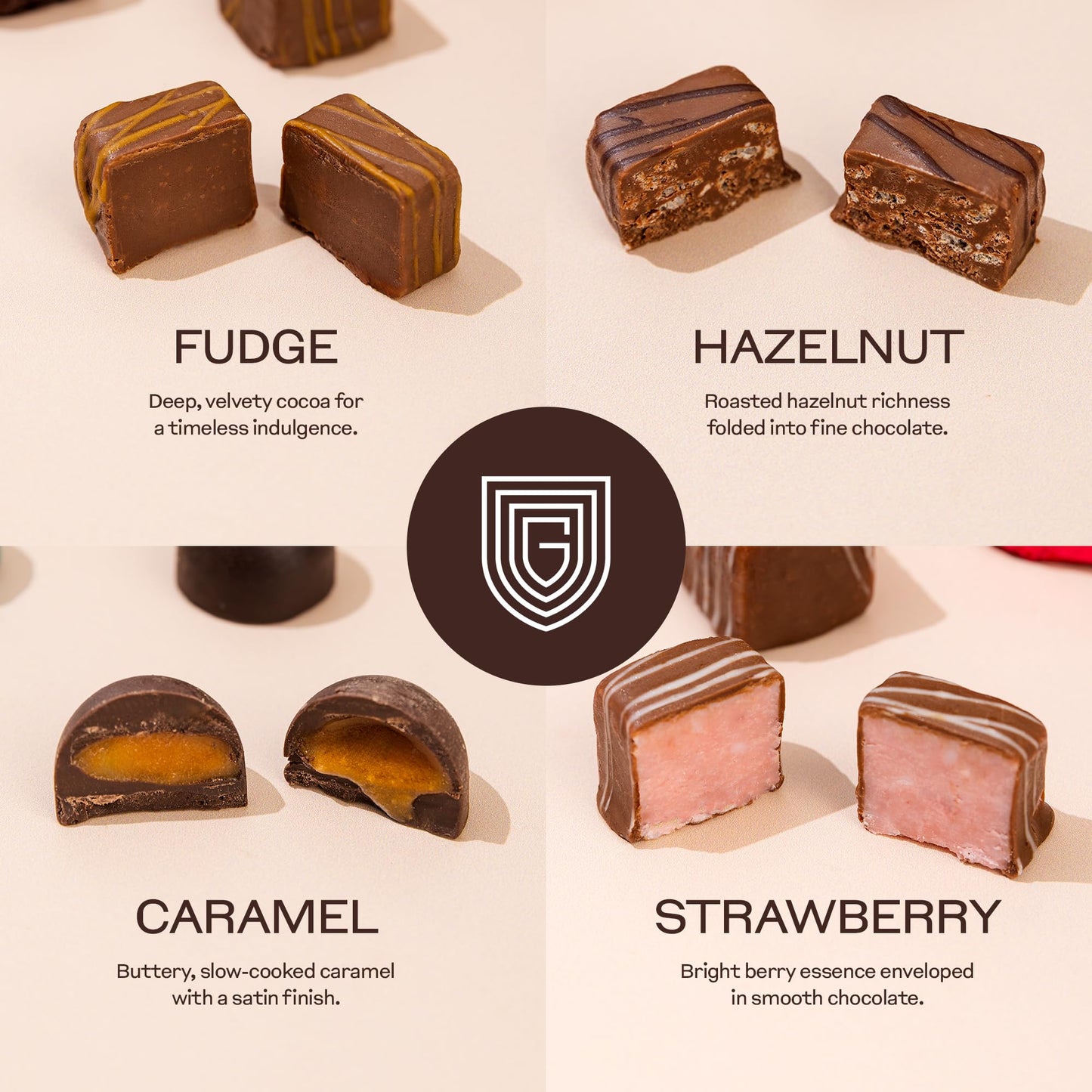 Gourmet Chocolate Gift Box | Mothers Day Assorted Chocolate Box with Strawberry, Caramel, Hazelnut & Fudge Flavors | Premium Candy Gift Set for Holiday. 16 pcs.