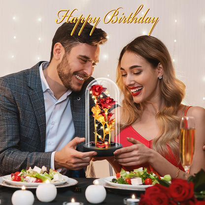 Mothers Day Mom Gifts for Women, Womens Gift for Birthday Gifts for Women Mom Wife Girlfriend, Light Up Rose in A Glass Dome, Rose Gifts for Valentines, Mothers Day, Womens Day (Red)