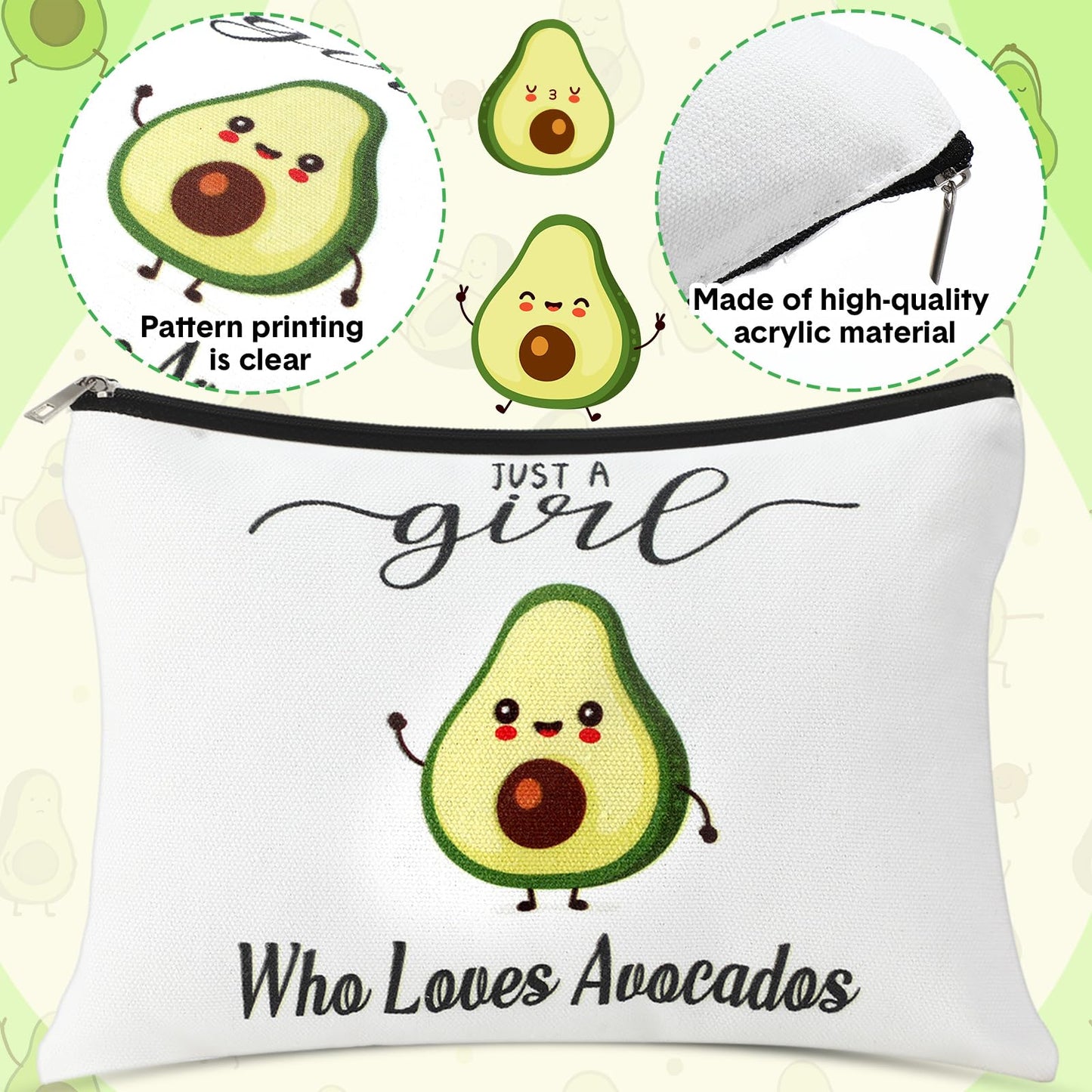 6 Pcs Funny Gift Baskets for Women Girls Pickle Avocado Socks with Vegetable Animals Makeup Bag Insulated Tumbler Keychain Greeting Card Pen for Christmas Birthday Party(Avocados)