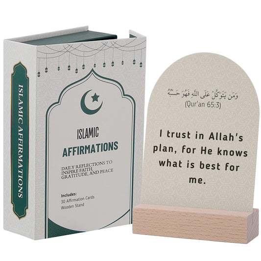 Islamic Affirmation Cards Set of 30, Magnetic Box & Stand - Ideal for Ramadan Gifts, Eid Gifts, Islamic Gifts, Eid Decorations for Home, Eid Mubarak Decorations, Positive Affirmations Cards, Muslim