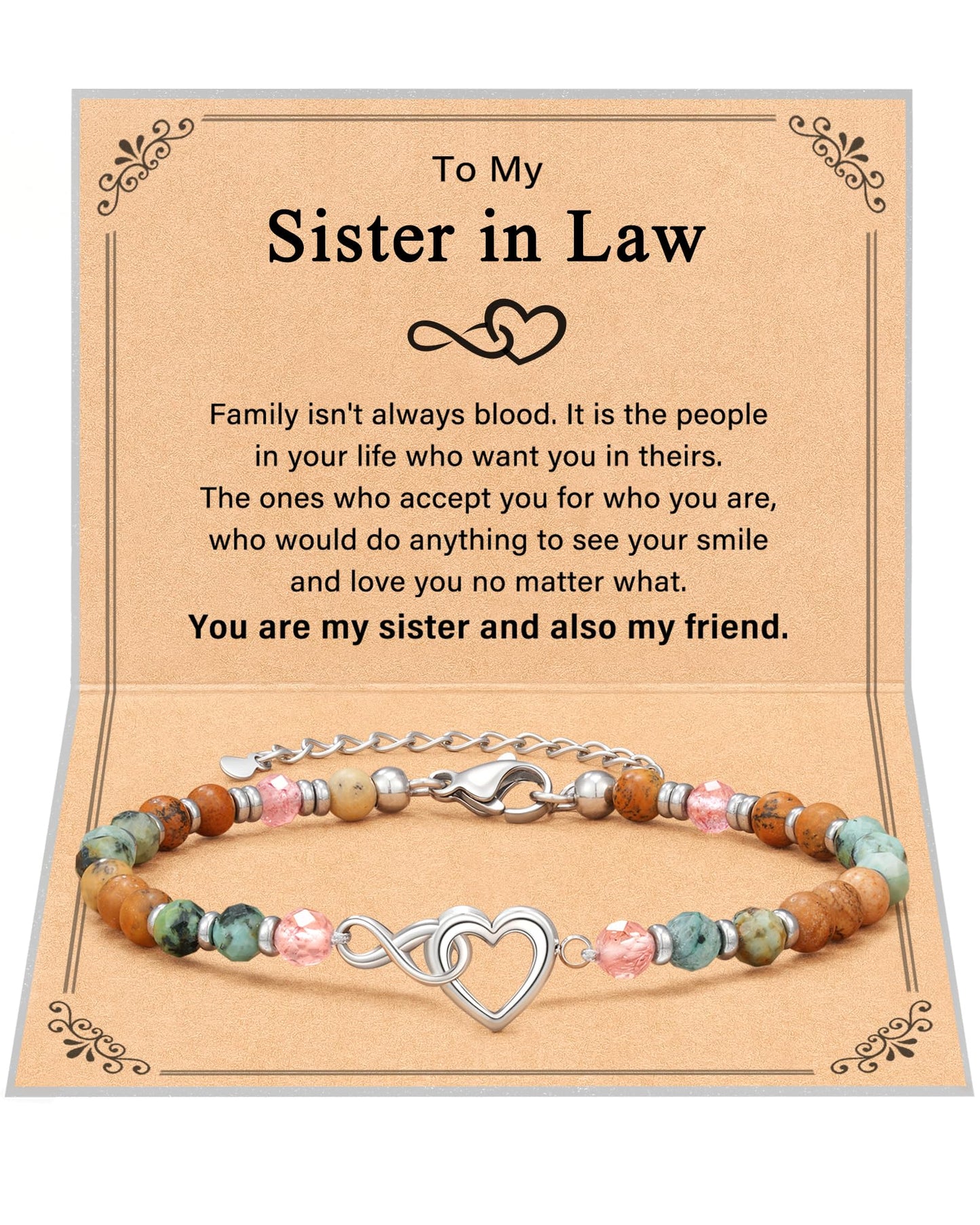 Shonyin Everlasting Heart Bracelet for Women Mother Daughter Girlfriend Sister In Law Gifts with Meaningful Card Valentines Birthday Christmas