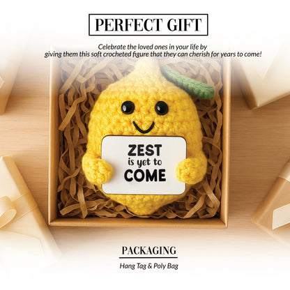 Pavilion Gift Company - Lemon - Crochet Mini Figure Fruit Zest Encouragement Inspiration Home Work Desk Decor