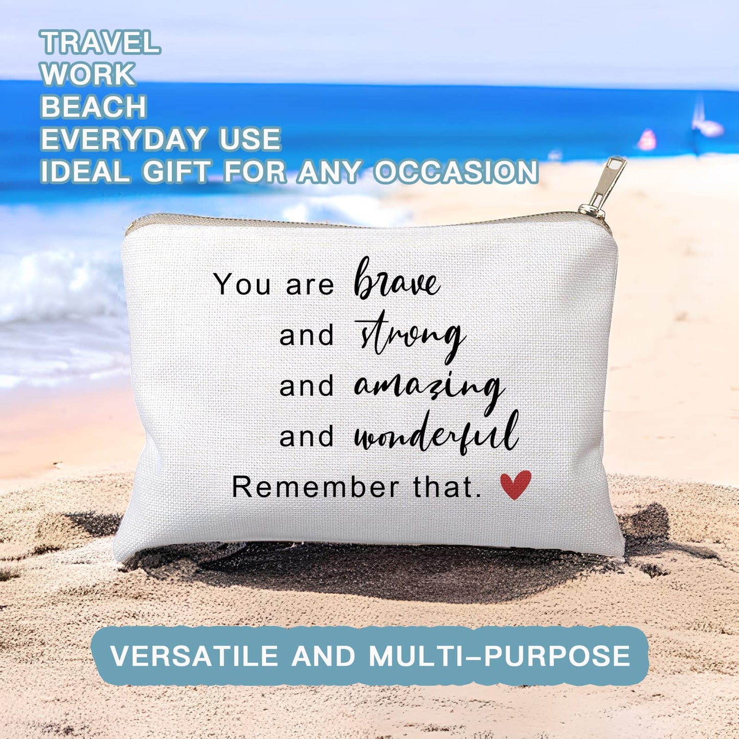 You Are Strong Brave Amazing Reminder Gift Makeup Bag Affirmation Gifts Positive Thoughtful Gifts Inspirational Gift for Daughter Travel Bag Graduation Gifts
