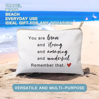 You Are Strong Brave Amazing Reminder Gift Makeup Bag Affirmation Gifts Positive Thoughtful Gifts Inspirational Gift for Daughter Travel Bag Graduation Gifts