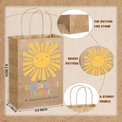 Tenceur 50 Pcs End of The Year Gift Bags Summer Party Gift Bags End of Year Kraft Bag Thank You Treat Supplies with Handle Appreciation Teacher Bag from Student for Graduation Summer Beach(Lovely)