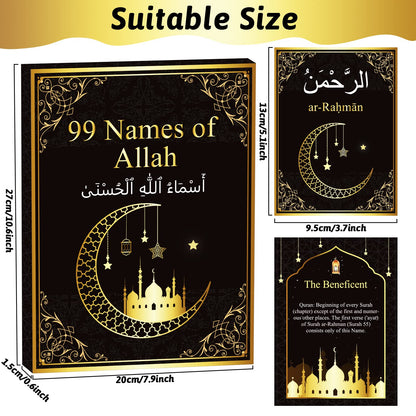 99 Names of Allah Flashcards Quran Verses Asma UI Husna Cards Eid Al Adha Learning Cards in Arabic and English Eid or Ramadan Gifts for Family Friends 5.7×3.1 Inches