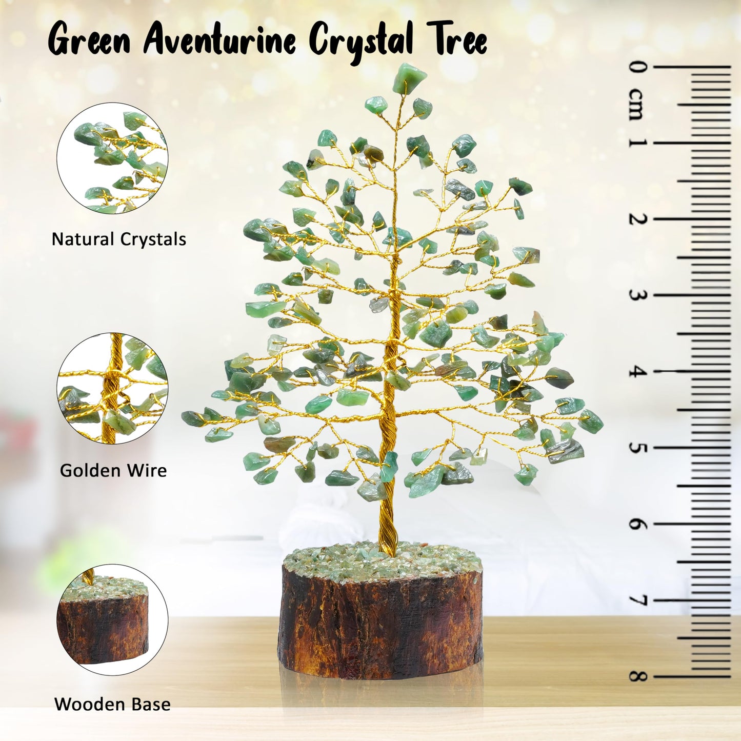 Crocon® Green Aventurine Healing Crystal Tree Bonsai, Desk Decor for Women Room & Office Decor Spiritual Gift Meditation Crystals for Home Decor Cute House Warming Gifts for Women Mom Birthday 7-8"