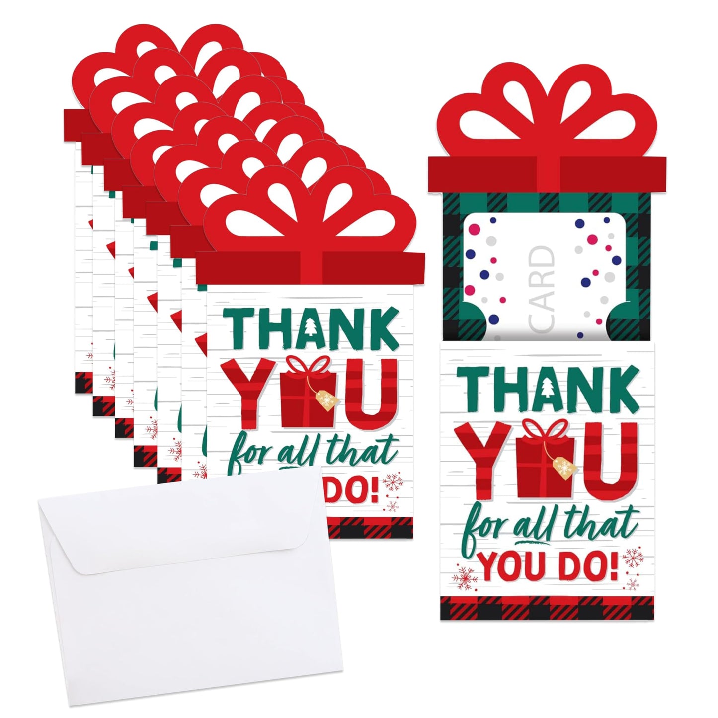 Big Dot of Happiness Holiday Thank You - Christmas Appreciation Money and Gift Card Sleeves - Nifty Gifty Card Holders - Set of 8