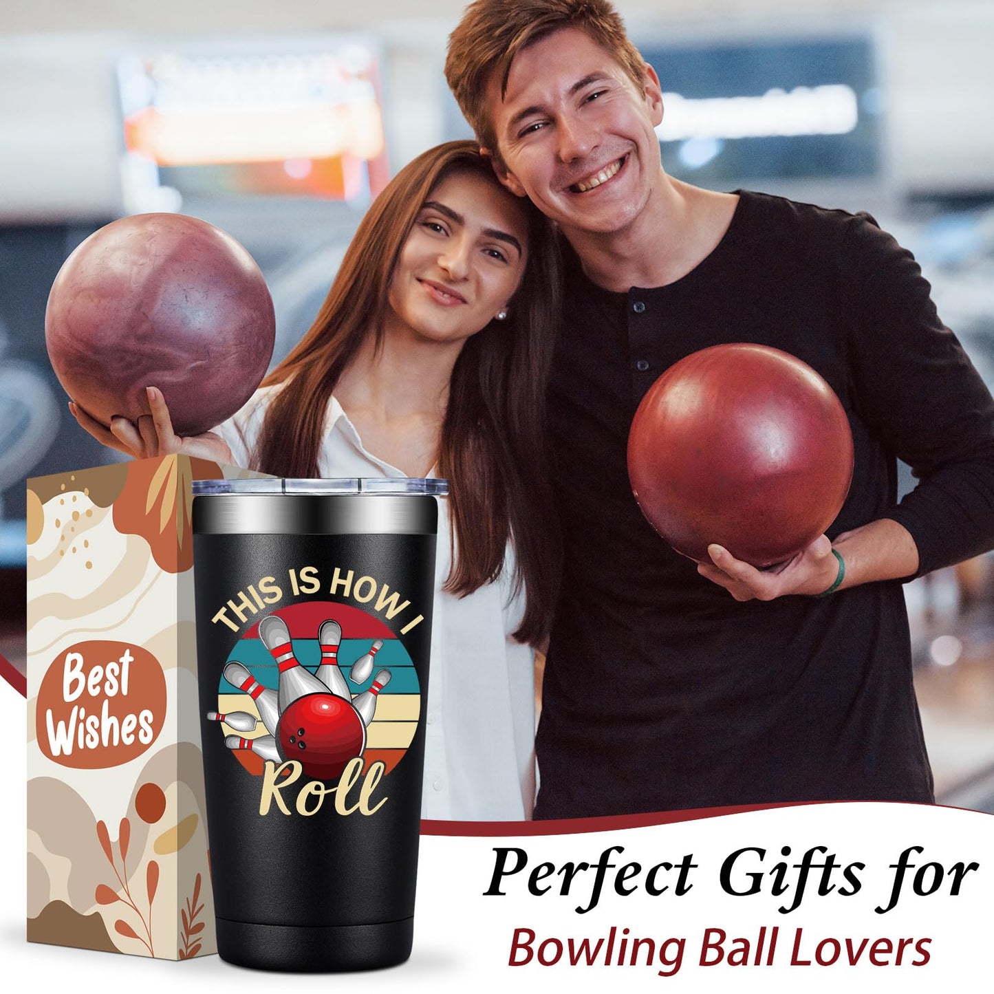 Bowling Gifts for Men, Women - Bowling Ball Lovers Gifts - This is How I Roll Tumbler Cup 20 oz