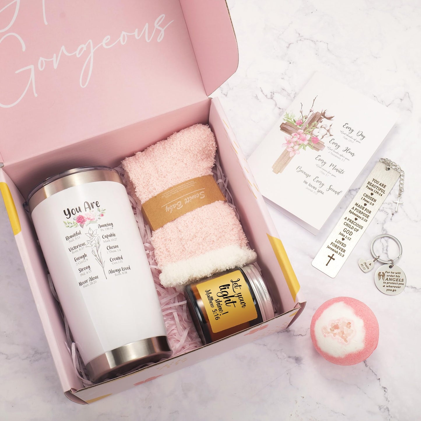 Christian Gifts For Women, Religious Gift, Christian Mothers Day Gifts For Women Faith, Birthday & Inspirational Spiritual Present For Mom, Bestie, Bff, Sister With Spa Set, Tumbler, Candle, Socks