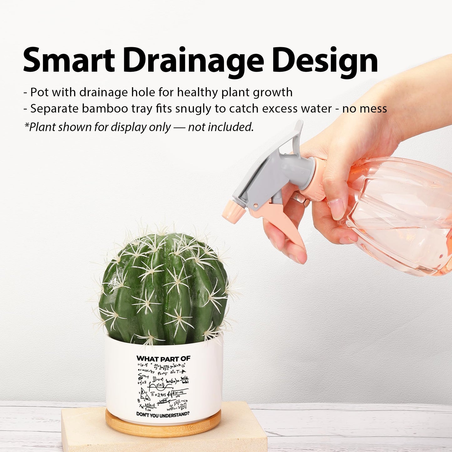 What Part of Don’t You Understand Engineer Ceramic Succulent Plant Pot with Bamboo Tray Round Engineering Gifts for Boyfriend Husband Dad Home Office Decor 3.5 Inch White (No Plants)