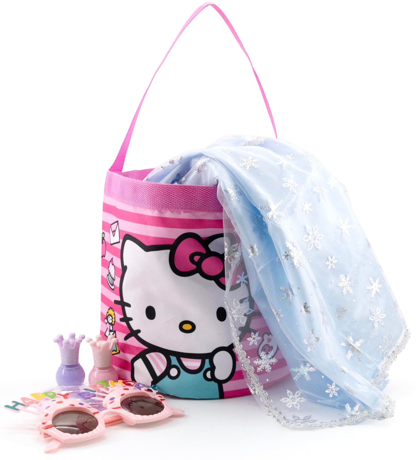 Sanrio Hello Kitty Tote Bag for Kids | Collapsible Halloween Trick or Treat Bag, Candy Tote, and Reusable Easter Basket | Hello Kitty Travel Tote, Shopping Bag, or Party Carryall | Ages 3+
