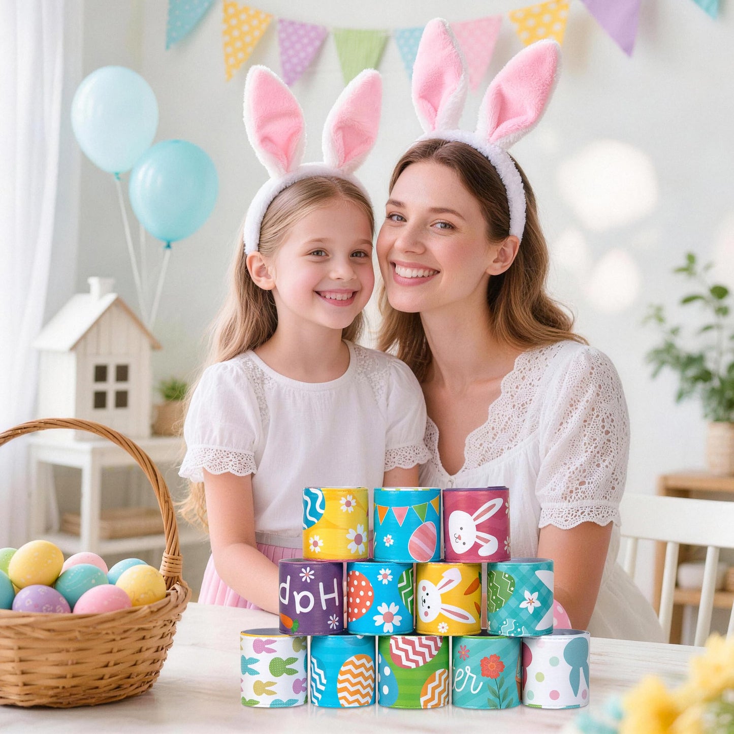 Childom 36 Pcs Easter Slap Bracelet,Easter Decorations Bracelet Decorations Gifts,Bunny Bracelets Present for Holiday Goodie Bag Stuffers,Bracelets Bulk for Birthday School Classroom Prizes Outdoor
