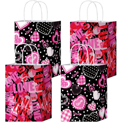 W WINTMING 12PCS Mother Day Gift Bag with Handles Love Pink Red Mother's Day Bags Valentines Goodie Bags for Anniversary Mother’s Day Gift Wrapping Bag
