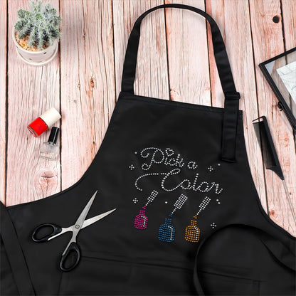 SATINIOR 2 Pcs Nail Salon Gift Nail Tech Apron with Pocket Cosmetology Bib for Manicurist Technician Artist Cafes Kitchen