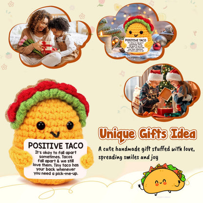 Positive Crochet Taco Birthday Gifts for Women Men Teacher Appreciation Fathers Day Graduation Gift Adult Kids Son Mom Dad Daughter Sister Friend Coworkers Self Care Card Inspirational Support