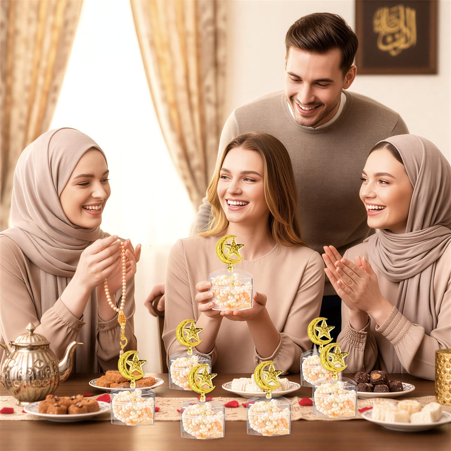 Ramadan Eid Gifts - 12 Sets Bulk Muslim Prayer Beads with Boxs Eid Mubarak Party Favors Gifts Islamic Party Supplies Religious Jewelry Favors for Ramadan Wedding Islamic Festival Birthday