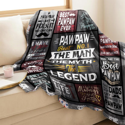 Fathers Day Pawpaw Gifts - Gifts for Pawpaw - Pawpaw Gifts for Father‘s Day from Grandchildren - Birthday Gift for Pawpaw from Grandkids - Paw Paw Birthday Gifts for Grandpa Blanket 60" X 50"