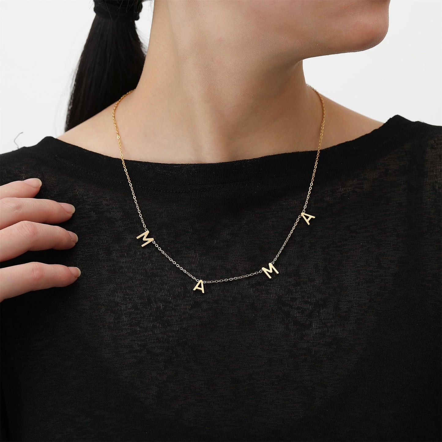 SKQIR Mama Necklaces For Women, Gold Plated Momma Mom Necklace,Pregnant Pregnancy Gifts For Expecting Mom, First Time New Mom Gifts,Mommy Mama To Be Gifts,Postpartum Gifts For Mom After Giving Birth