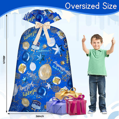 Extra Large Gift Bag Jumbo Giant Gift Bags,Oversized XL Big Huge Gift Bag for Present,Blue Gift Wrap Birthday Bag Plastic Bike Wrapping Bag for Large Gifts for Boy Men Child Kids(48inch 1Pack)
