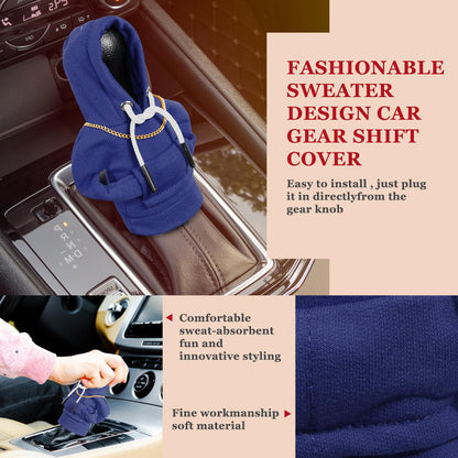 Car Shift Knob Hoodie, Funny Gear Shift Knob Shirt Sweater, Winter Warm Shift Knob Cover Sweater Shirt, Automotive Interior Novelty Accessories Decorations, Universal Fit Knob Cover Gift (Blue)